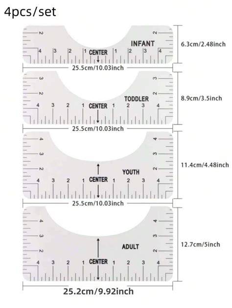 4pcs Perfectly Align Your Vinyl Designs Every Time T Shirt Ruler