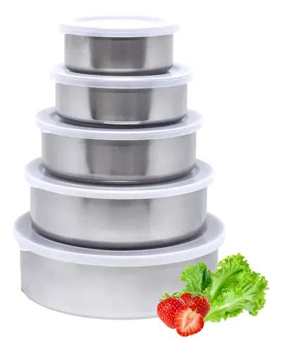 Conjunto De Tigelas Bowls Pote Vasilha Inox Tampa Jogo Pcs Mercadolivre