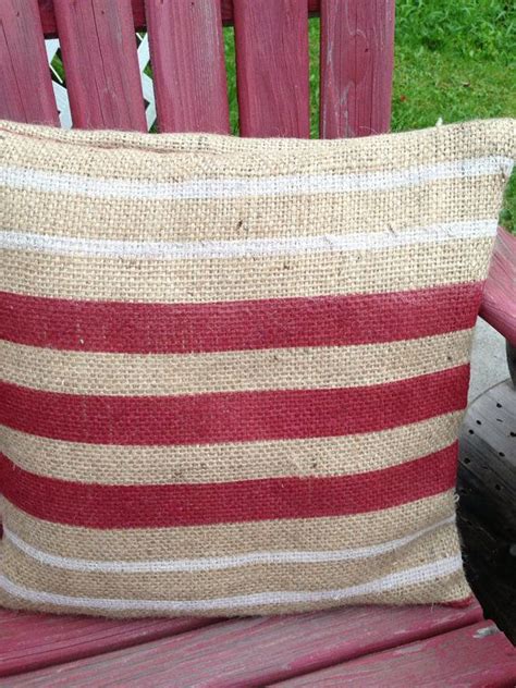 Striped Burlap Pillow Cover Etsy Burlap Pillows Etsy Pillow Covers Pillows