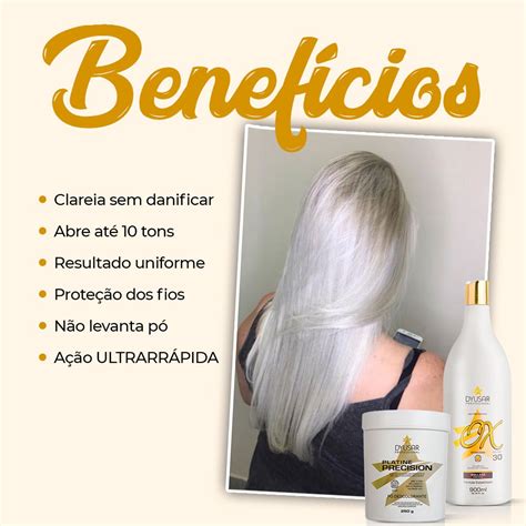 kit Pó Descolorante Platinado Profissional Platine P Blue 250g e Ox 10