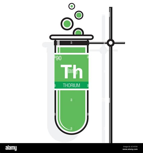 S Mbolo De Torio En La Etiqueta De Un Tubo De Ensayo Verde Con Soporte