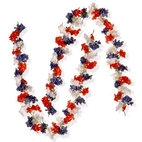 6 Ft Patriotic Hydrangea Garland Set Of 2 In 2019 Blue Hydrangea