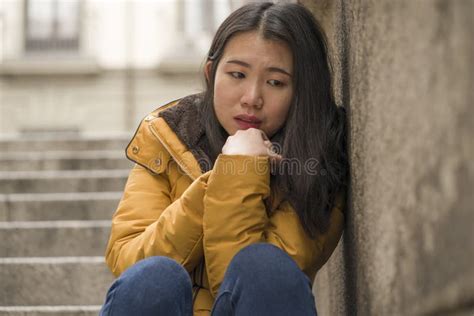 Dramatic Lifestyle Portrait Of Young Attractive Sad And Depressed