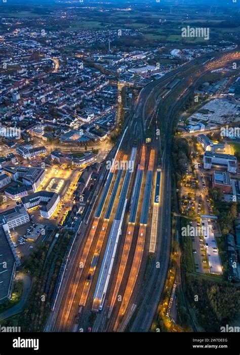 Aerial View Night Shot Central Station With Station Forecourt And