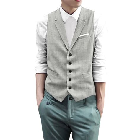 UXCELL Men Notched Lapel Single Breasted Plaids Vest In Vests