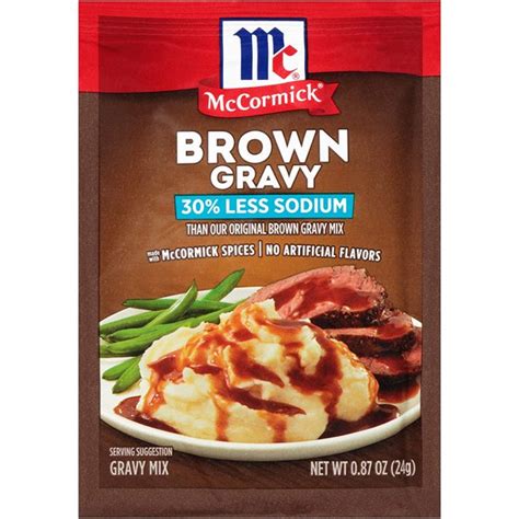 Mccormick 30 Less Sodium Brown Gravy Mix 0 87 Oz Pack Of 12