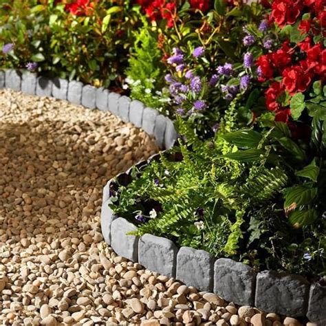 Grey Cobbled Stone Effect Garden Lawn Edging Plant Border Simple Tap