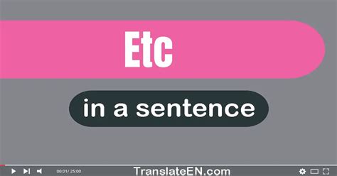 Use "Etc" In A Sentence