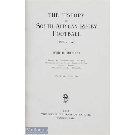 1933 Book History Of South African Rugby Football Monumental History Of The Game In South Africa B