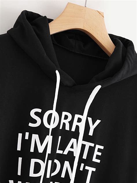 Slogan Graphic Drop Shoulder Hoodie Shein Usa