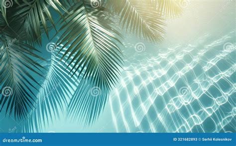 Textura De Fondo Reflejo De Una Palmera En El Mar Turquesa Sombras