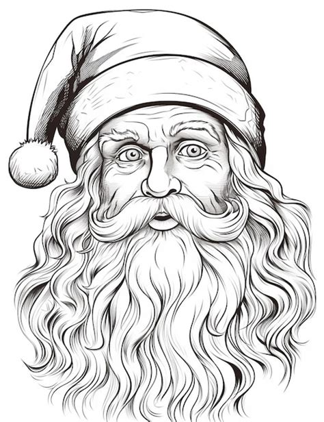 Un Dibujo En Blanco Y Negro De Una Cara De Santa Claus Ai Generativa