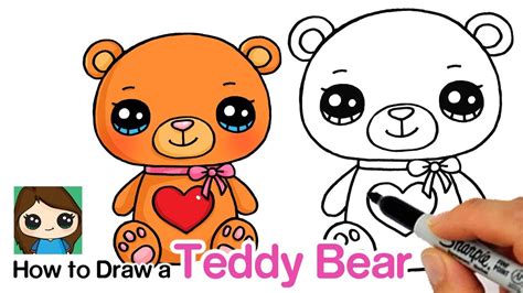 How To Draw A Teddy Bear For Valentines Youtube