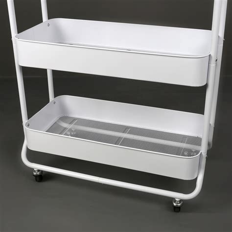 Mainstays Wide 3 Tier Metal Utility Cart White Metal Laundry Baskets