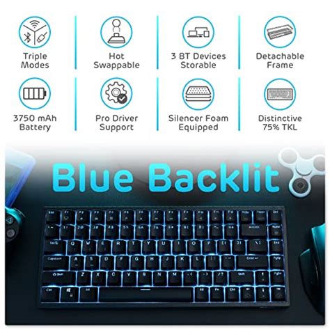 RK ROYAL KLUDGE RK Blue Backlit Triple Mode BT G USB C Hot Swappable Mechanical