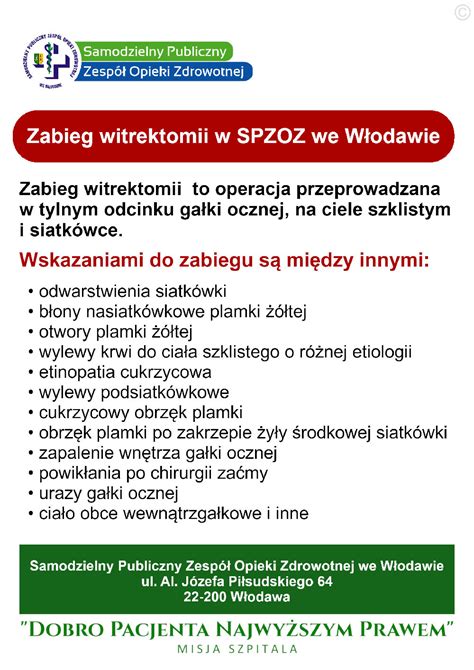 Zabiegi Witrektomii Samodzielny Publiczny Zesp Opieki Zdrowotnej We