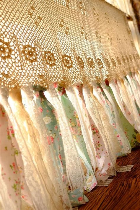 68 Shabby Chic Curtain Rag Garland Vintage Lace Wedding Backdrop Pink Ivory Boho Shabby Chic