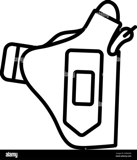 Police Holster Gun Icon Bold Outline Design With Editable Stroke Width