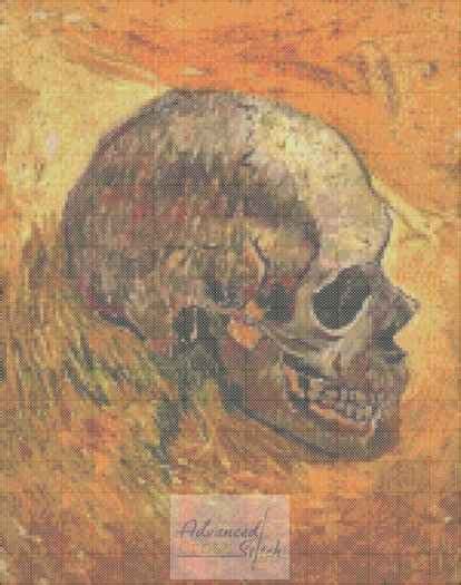 Skull By Vincent Van Gogh Cross Stitch Chart Small Chart