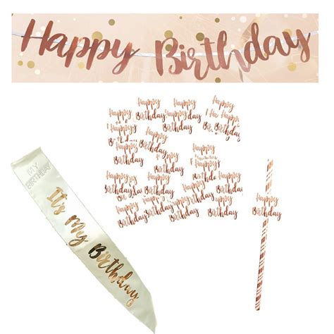 Buy Happy Birthday Classy Rose Gold Party Decorations Supplies Pack