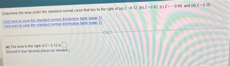 Solved Determine The Area Under The Standard Normal Curv