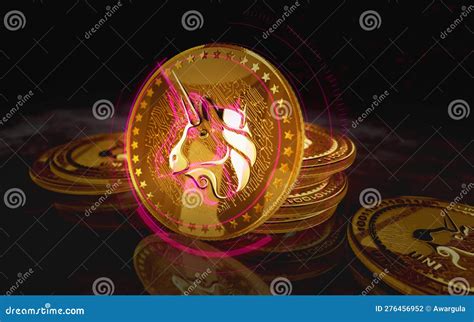 Uniswap Uni Cryptocurrency Golden Coin D Illustration Editorial