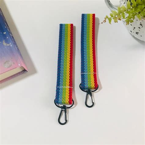 Rainbow Keychain Keyfob Wristlet Lanyard Keyring Etsy Australia