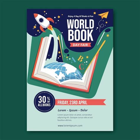 Free Vector Flat World Book Day Vertical Poster Template