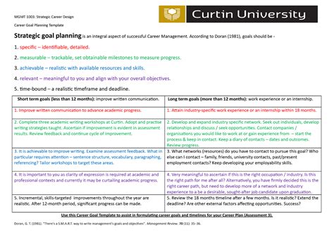 Mgmt Career Goal Setting Mgmt Strategic Career Design