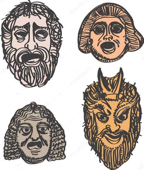 Classical ancient Greek drama masks — Stock Vector © portokalis #62119937