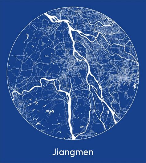 Premium Vector City Map Jiangmen China Asia Blue Print Round Circle