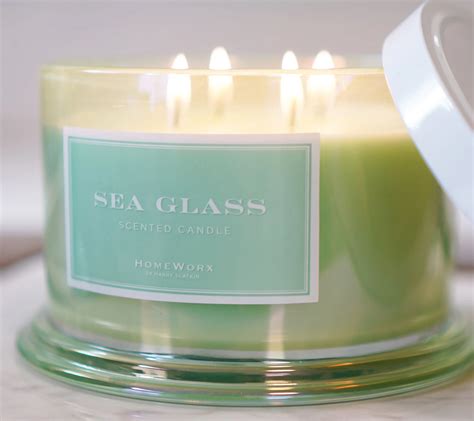 As Is HomeWorx By Harry Slatkin Set Of 2 Sea Glass Candles QVC