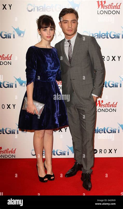 Ed westwick felicity jones arriving world premiere chalet girl hi-res ...