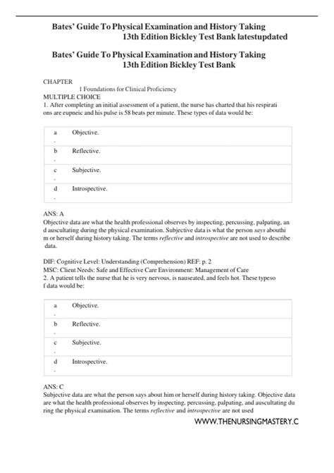 Bates guide to physical examination and history taking 13th edition