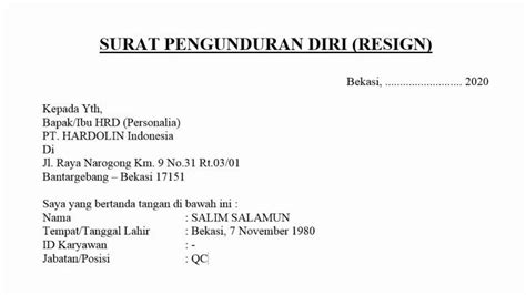 12 Contoh Surat Pengunduran Diri Kerja Yang Baik Dan Sopan Jobstreet Indonesia