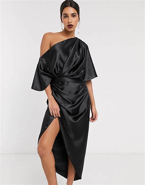 Asos Edition Drapiertes Asymmetrisches Maxikleid Aus Satin Asos