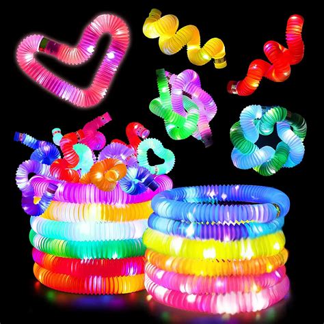 Yh New Arrivals 2023 Glow In Dark Led Light Up Pop Tubes Fidget Sensory Toys Set Party Supplies