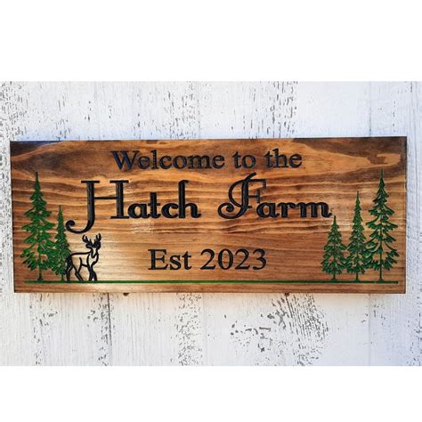 Custom Carved Wood Signs Personalized Cabin Sign With Deer Wooden