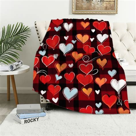 Comio Valentines Day Throw Blanket Red Black Buffalo Paid Throw Blanket