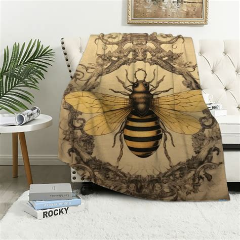 ARISTURING Modern Vintage French Queen Bee Throw Blanket Super Soft