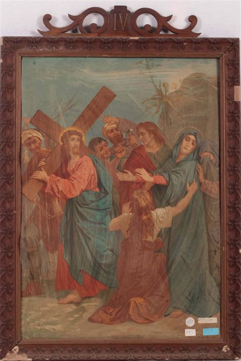 Serie Di 9 Stampe Sacre Italiane Del 1800 Reffiguranti La Via Crucis Di