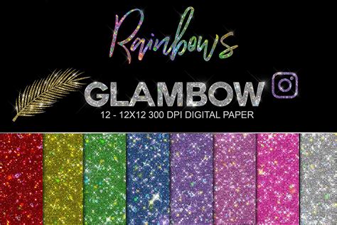 Rainbow Glitter Paper, Digital Paper, Glitter Paper (404839) | Textures | Design Bundles