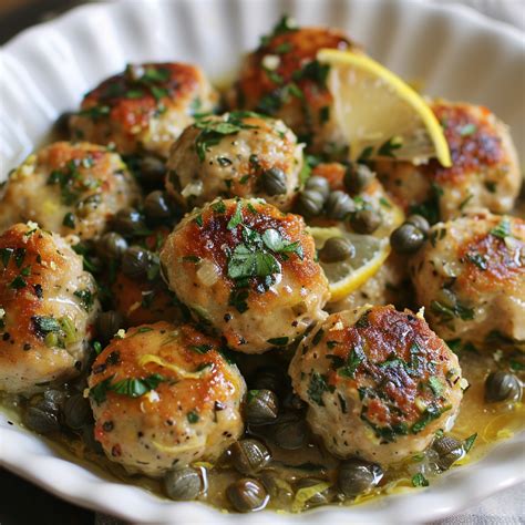 Chicken Piccata Meatballs With Lemon Zest And A Caper Sauce