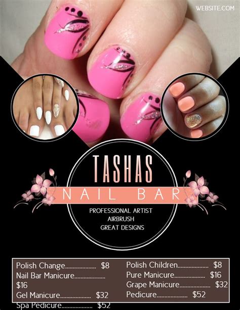 Nail Bar And Spa Flyer Template Nail Bar And Spa Manicure Bling