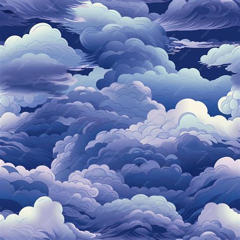 Premium AI Image | A painting of clouds and the moon in the sky.