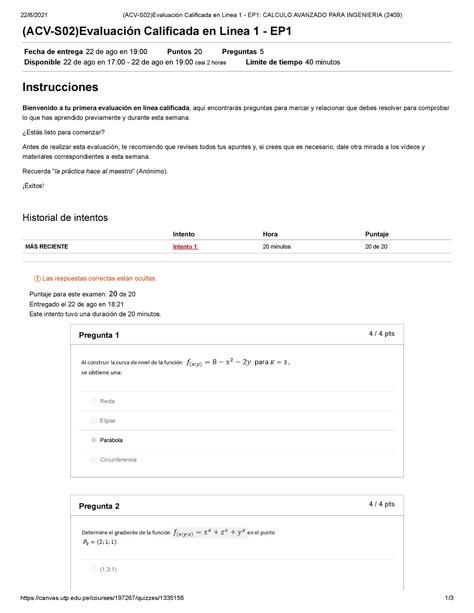 Acv S02 Evaluación Calificada En Linea 1 Ep1 Calculo Avanzado Para Ingenieria 2409 22 8