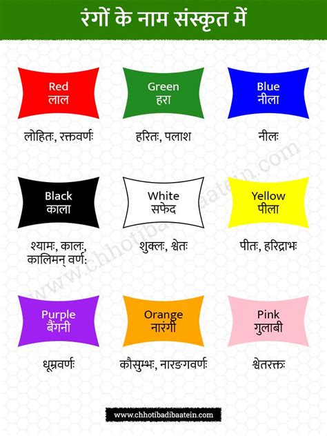 Colours Colors Name In Sanskrit