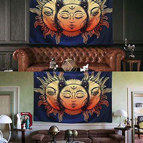 Flying Banana Sun And Moon Tapestry Burning Sun With Stars Psychedelic