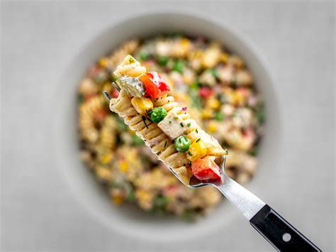 Cold Creamy Vegan Pasta Salad With Mayo Tofu Veggies