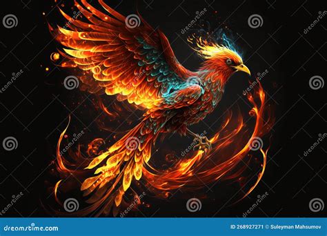 Phoenix Bird Risen From The Ashes Fire Bird Burning Bird Stock